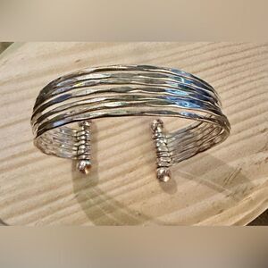 Silver  and copper Multi-Strand Cuff Bracelet with Polished Finish